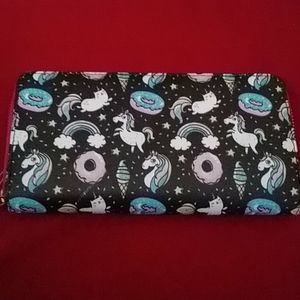 Black Unicorn and Donuts Wallet